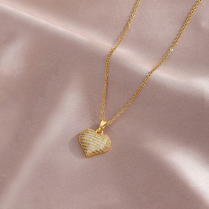 American Diamond Studded Heart  Necklace