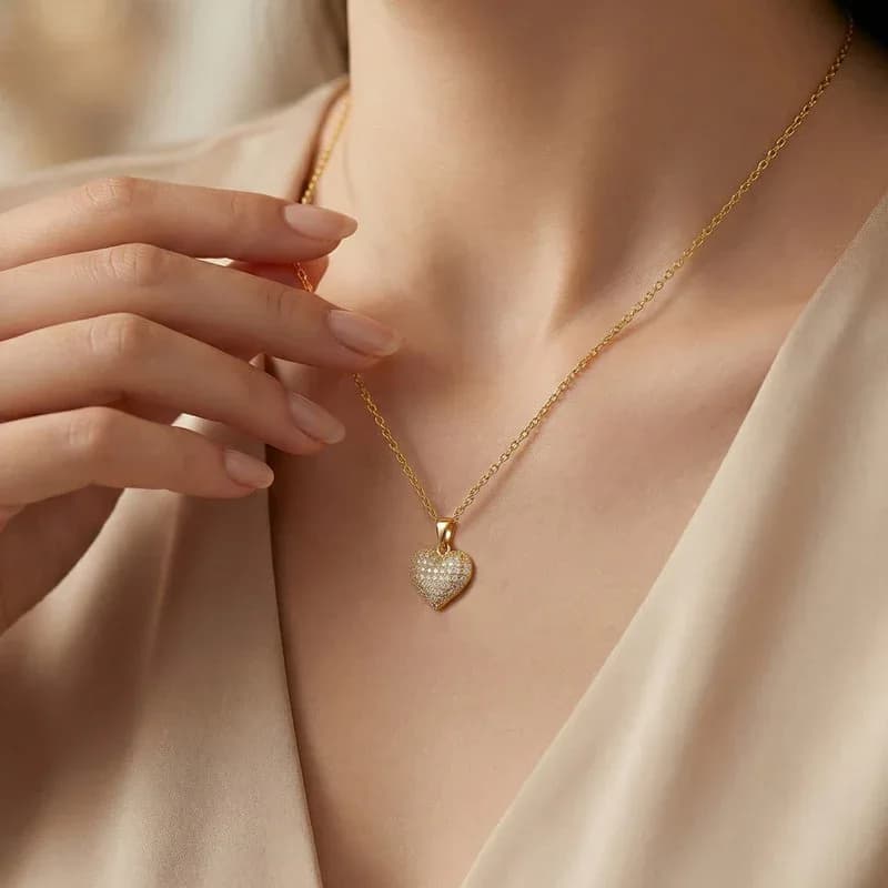 American Diamond Studded Heart  Necklace 2
