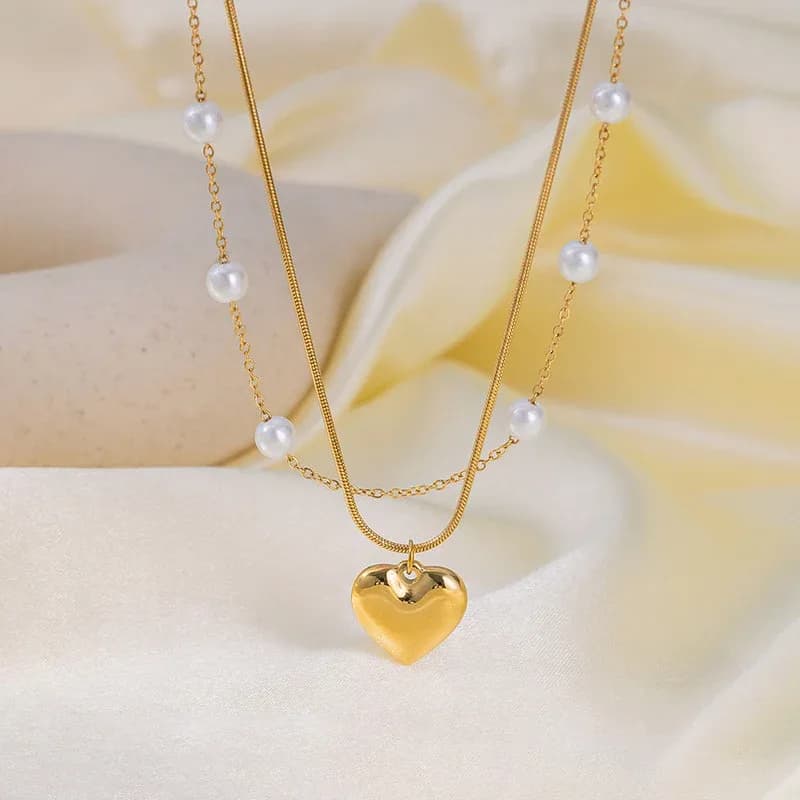 Pearl Studded Heart Pendant 2