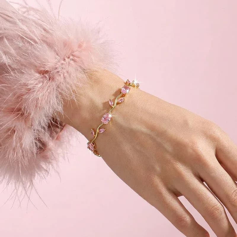 Pink Stones Studded Tulip Bracelet 2