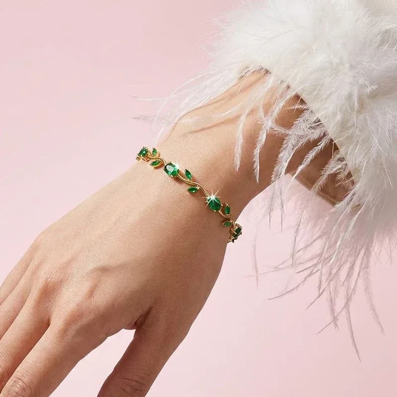 Green Stones Studded Tulip Bracelet 2