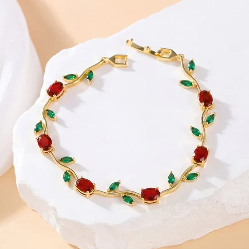 Red & Green Tulip Bracelet