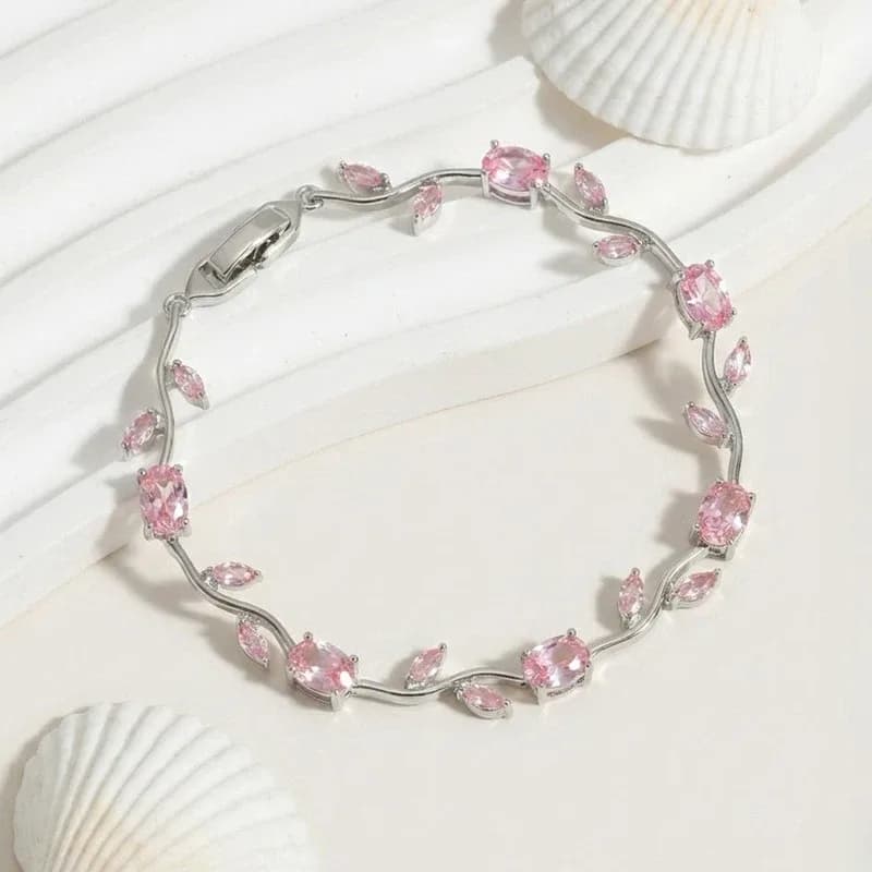 Silver Plated Pink Stones Bracelet 2