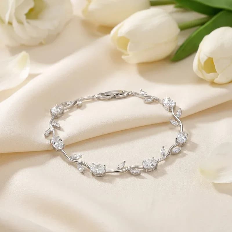 Silver Plated White Stones  Bracelet 2