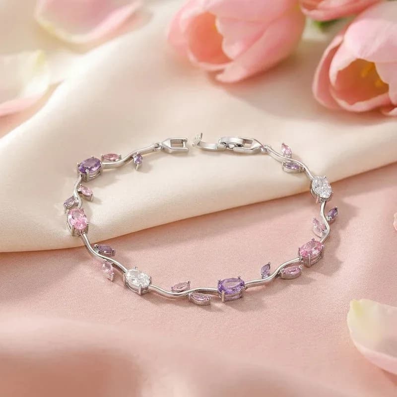 Silver Plated Multicolor Stones  Bracelet 2