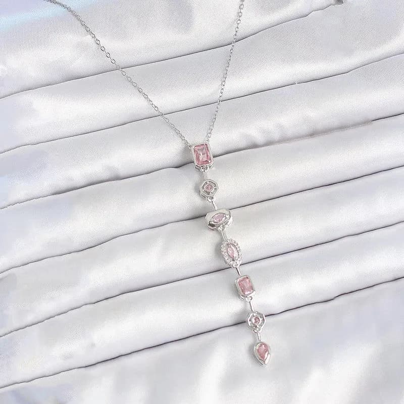 Silver Pink Spectrum Necklace 2