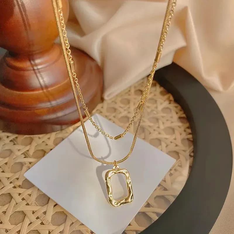Dual Strand Geometric Necklace