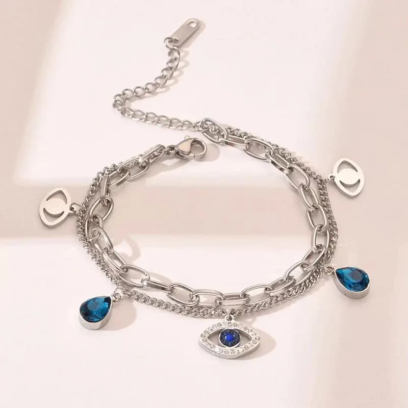 Crystal Studded Evil Eye Bracelet