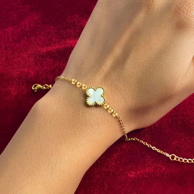 White Clover Themed Wraparound Bracelet