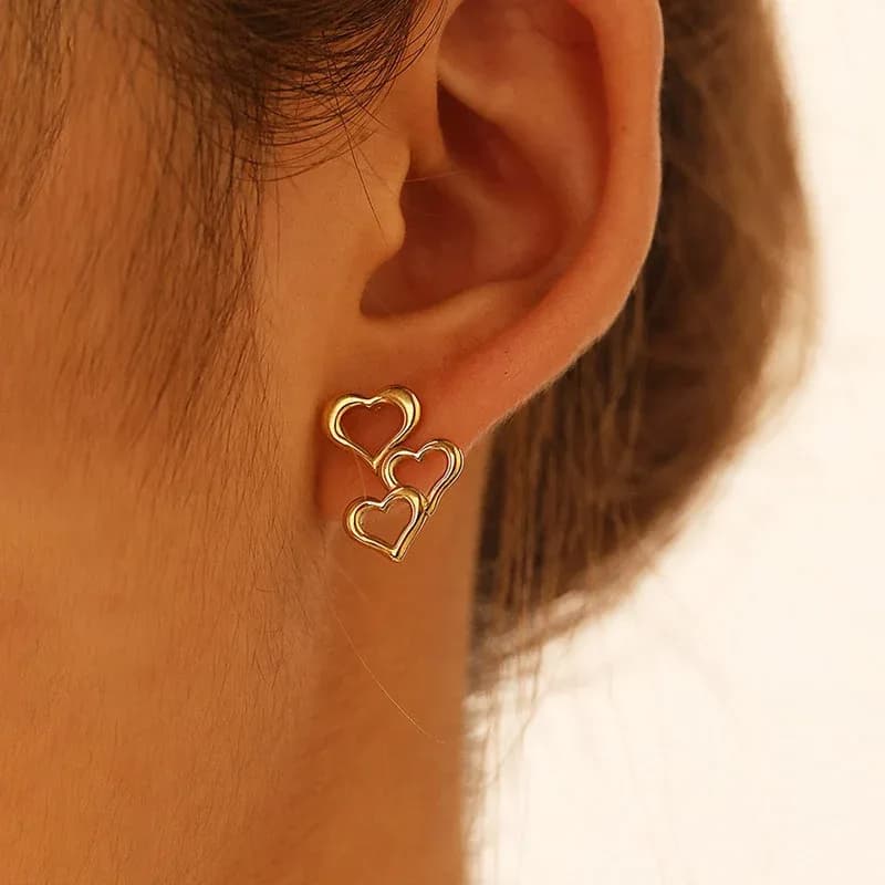 Triple Heart Studs